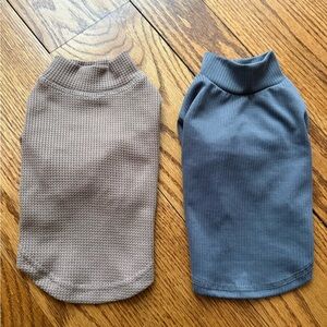 Set of Two Dog Shirts in brown and gray s small breeds